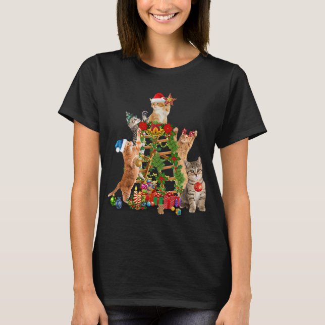 Cat Julgran Ugly jul Cat Mamma Cat Pappa T Shirt (Framsida)