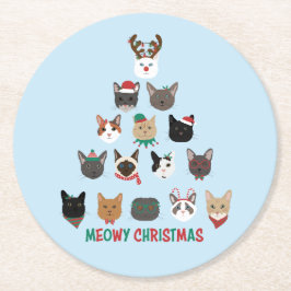 Cat Julgran Underlägg Papper Rund