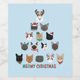 Cat Julgran Vinflaska Etikett