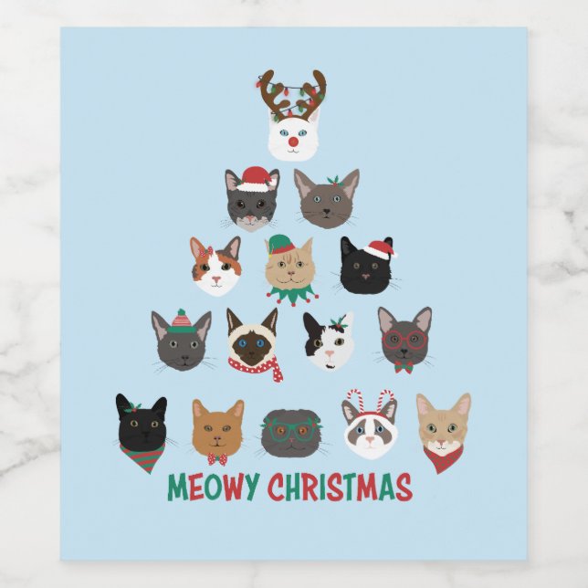 Cat Julgran Vinflaska Etikett (Singel etikett)