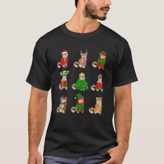 Cat Jultomten Elf Reindeer Julafton Träd Gingerbrö T Shirt