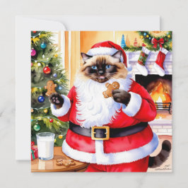 Cat Jultomten med Ginger-bröd Julkort