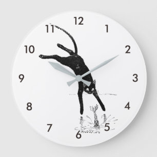 Cat Jumping in i Pond, Alexandre Steinlen Stor Klocka