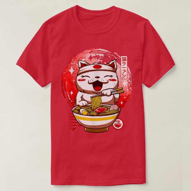 Cat Kami Sama Ramen Japan T Shirt (Design framsida)