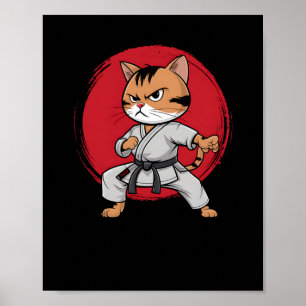 Cat Karate Tecknad Tecknad Japanska För manar kvin Poster
