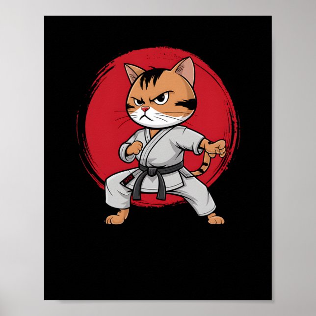 Cat Karate Tecknad Tecknad Japanska För manar kvin Poster (Framsidan)