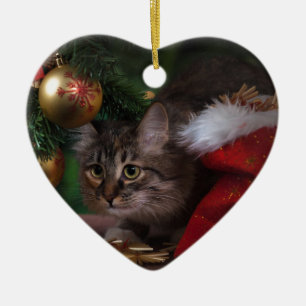 Cat kärlek God jul Julgransprydnad Keramik