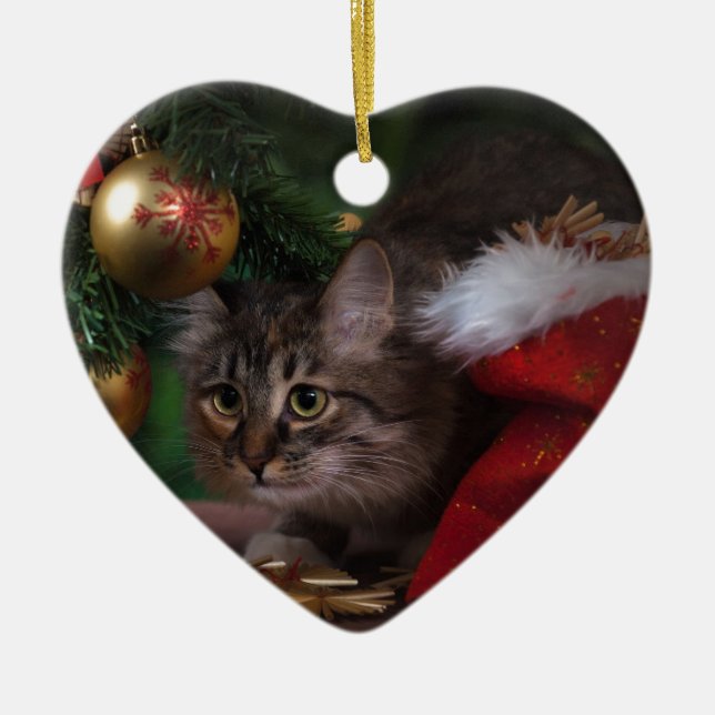 Cat kärlek God jul Julgransprydnad Keramik (Framsidan)