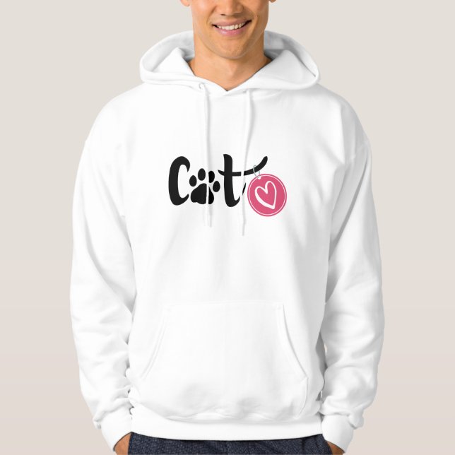 Cat Kärlek Hoodie - Cute & Minimalist Design (Framsida)