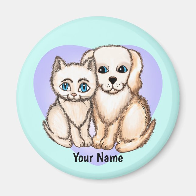 Cat Kärlek Hund Magnet (Framsidan)