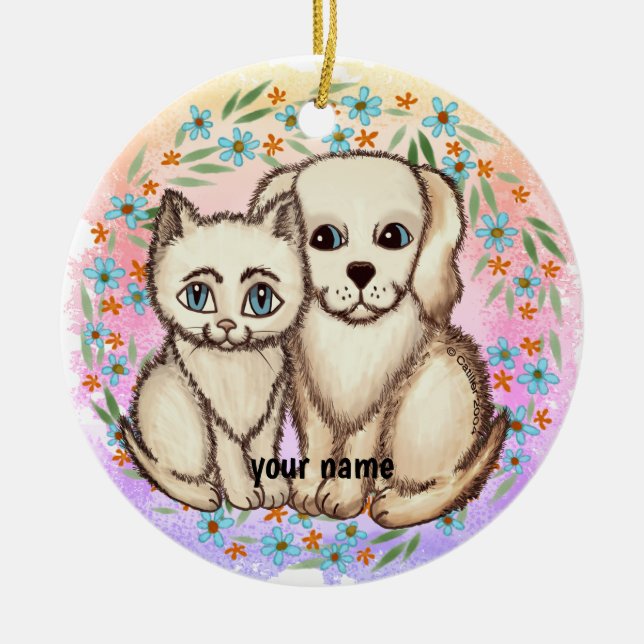 Cat Kärlek Hund ornament (Framsidan)