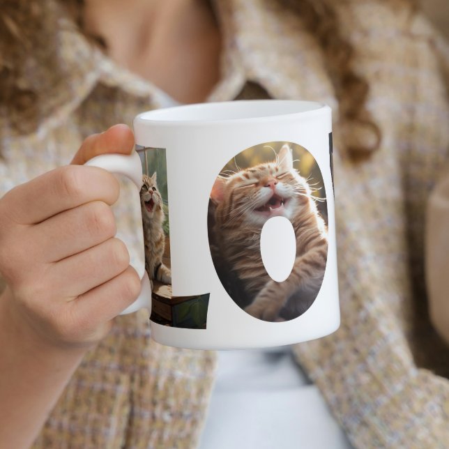 Cat Kärlek I klippt ut foton 1 Kaffemugg (Skapare uppladdad)