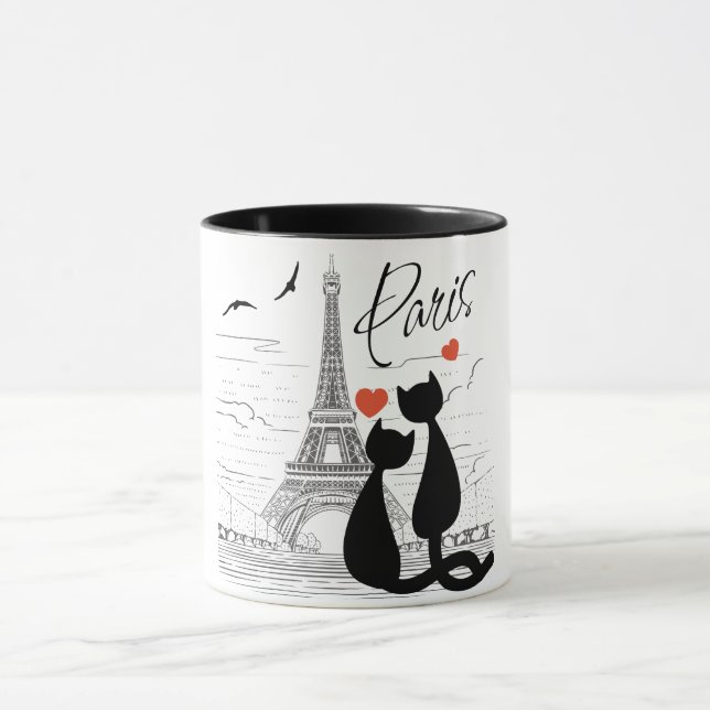 Cat kärlek i Paris Mugg (Center)