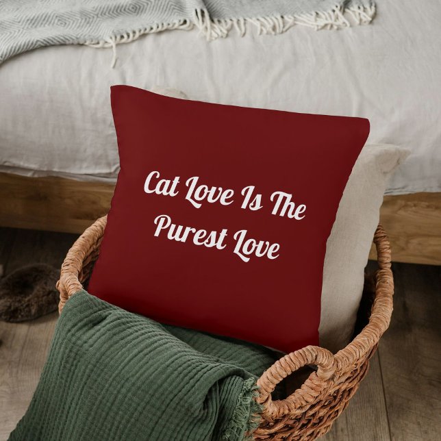 Cat Kärlek Purest Personalize Cute Funny Mörk Red Kudde (Skapare uppladdad)