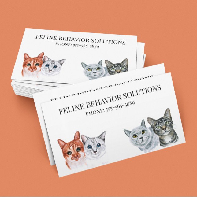 Cat Kattdjur Watercolor Business Service Visitkort (Skapare uppladdad)