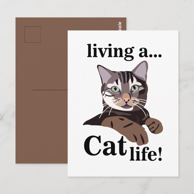 Cat Kattunge Funny Vykort (Fram/baksida)