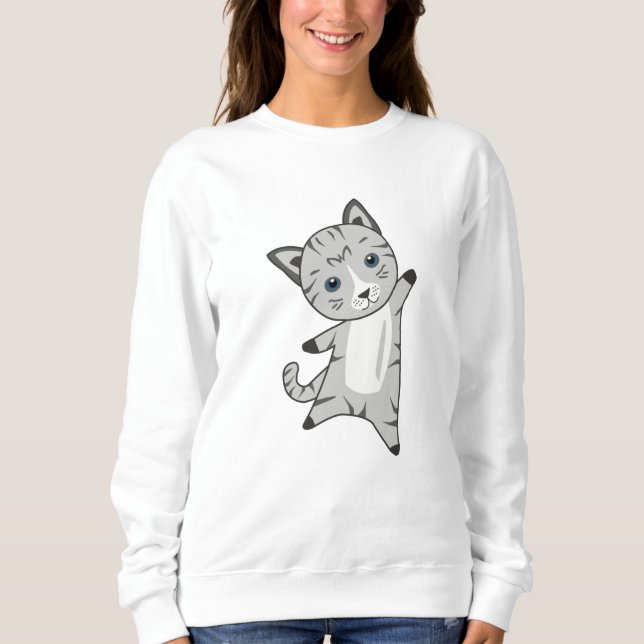 Cat Kattunge Grått Päls Nose Cute Animals T Shirt (Framsida)