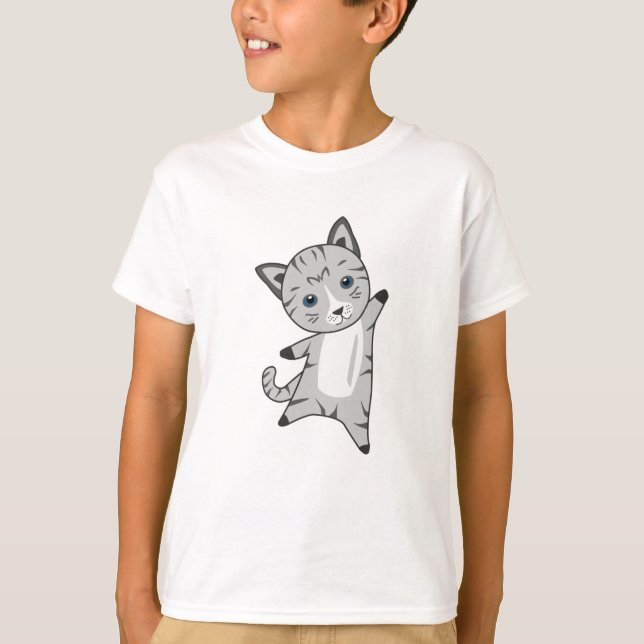 Cat Kattunge Grått Päls Nose Cute Animals T Shirt (Framsida)