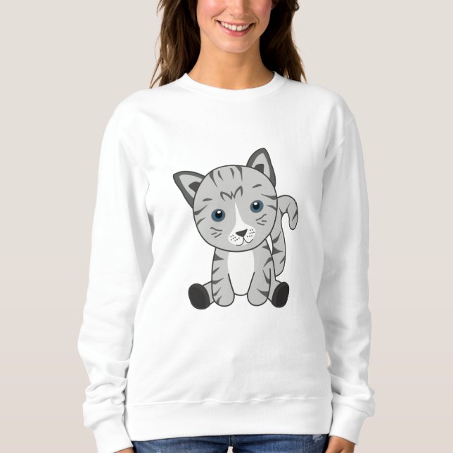 Cat Kattunge Grått Päls Nose Cute Animals T Shirt (Framsida)
