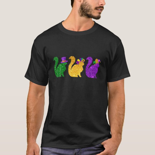Cat Kattunge Kitten Mardi Gras Party Festival Cost T Shirt (Framsida)