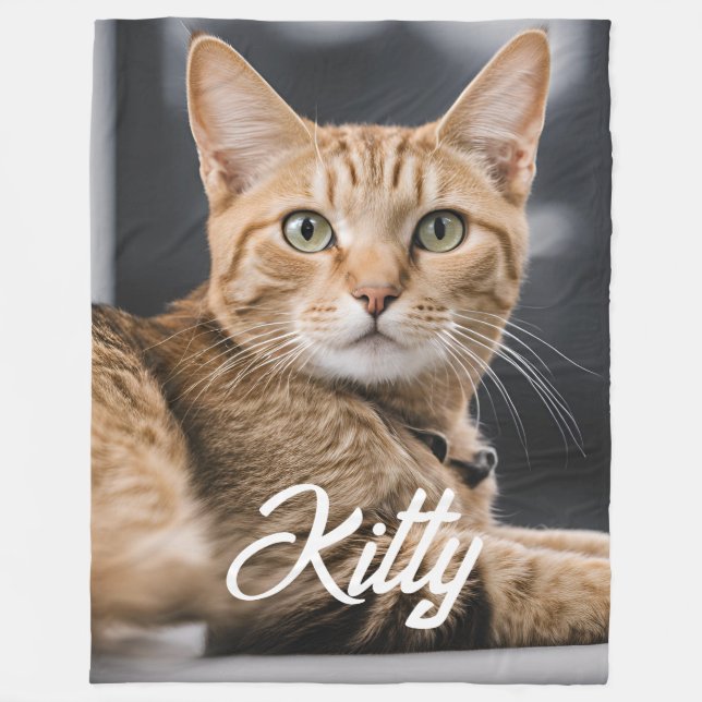 Cat Kattunge Personlig Pet Photo Customized Gift Fleecefilt (Framsidan)