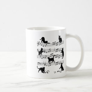 Cat Kattunge spelar Music Clef Piano Musician Art Kaffemugg