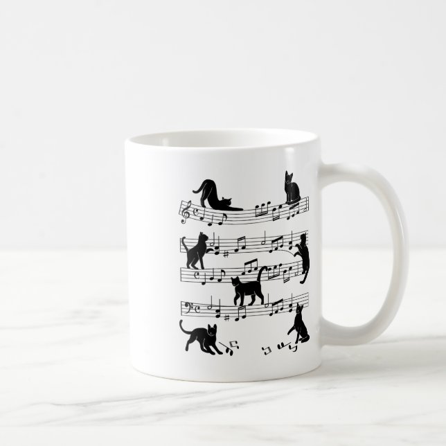 Cat Kattunge spelar Music Clef Piano Musician Art Kaffemugg (Höger)