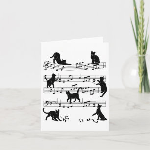 Cat Kattunge spelar Music Clef Piano Musician Art Kort