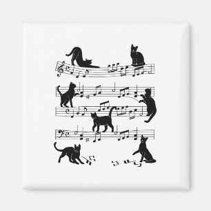 Cat Kattunge spelar Music Clef Piano Musician Art Magnet