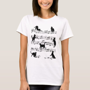 Cat Kattunge spelar Music Clef Piano Musician Art T Shirt