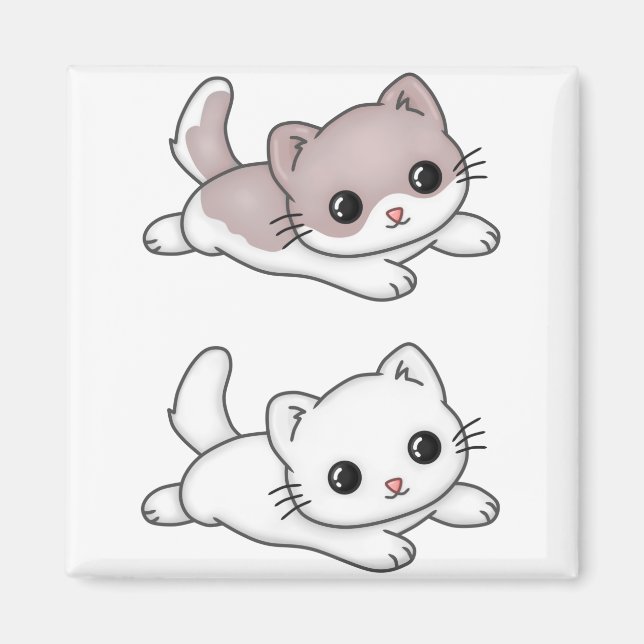 Cat Kawaii Kattdjur Little Cat Tender Chibi Magnet (Framsidan)