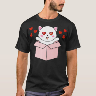 Cat Kawaii Valentines day Cute Kitten Heart VDay P T Shirt