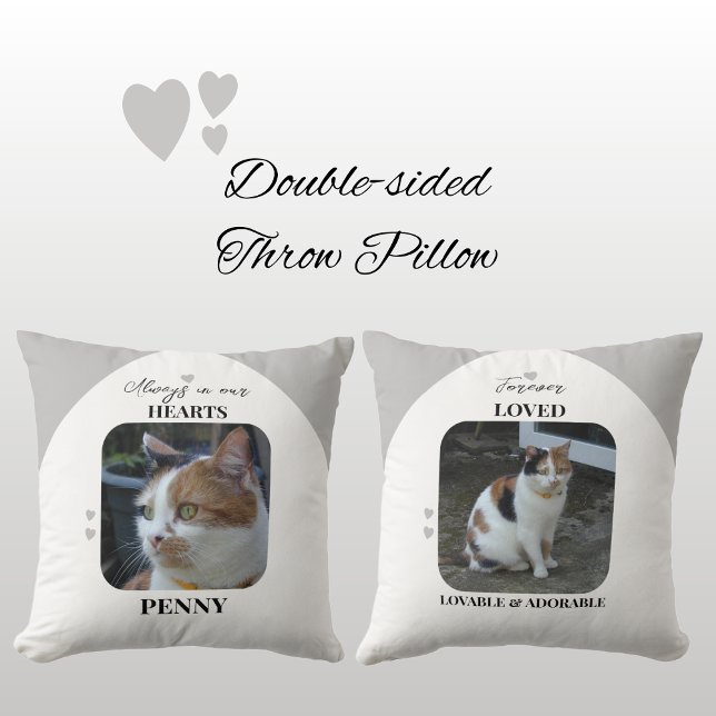 Cat Keepsaké Pet 2 foton Memorial grått Kudde (Skapare uppladdad)