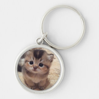 Cat keychain rund silverfärgad nyckelring