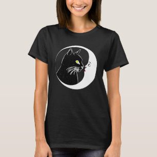 Cat Kissing Crescent Måne Ansikte Esoteric Wicca T Shirt