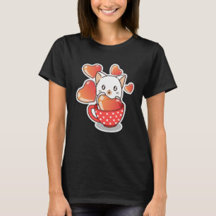 Cat Kit Tea Valentine Day Heart Balloon Hennes för T Shirt