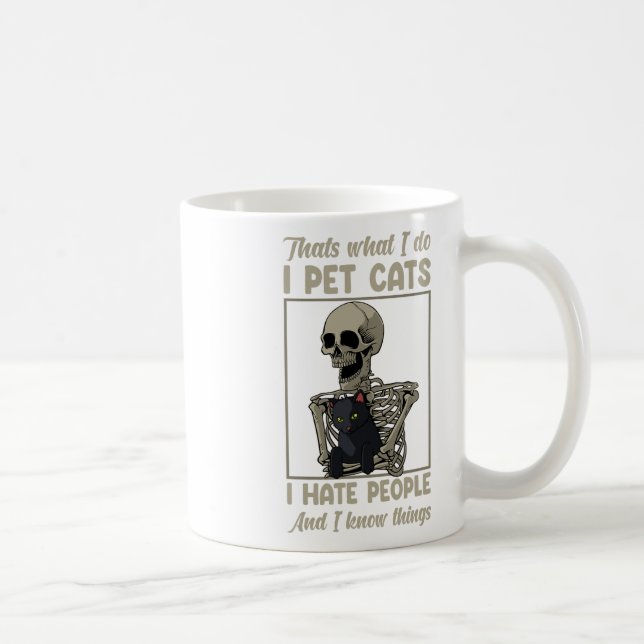 Cat Kitten Älskare Grumpy Skull Kattunge Pet Owner Kaffemugg (Höger)