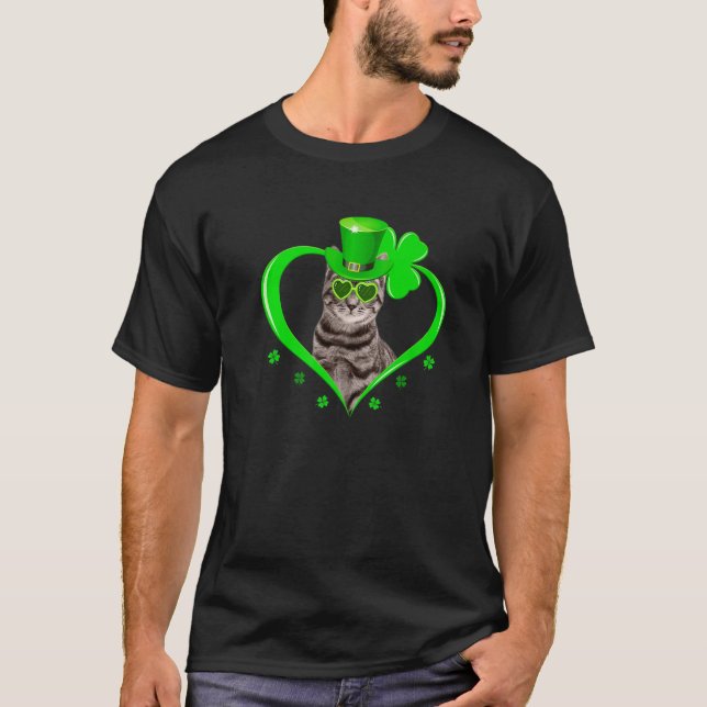 Cat Kitten Älskare St patrick's day Shamrock Kattu T Shirt (Framsida)