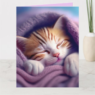 CAT KITTEN ART SLEEPING BLANKET BIRTHDAY Card Kort