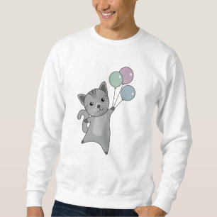 Cat Kitten Balloons Cute Animals Kids Lång Ärmad Tröja