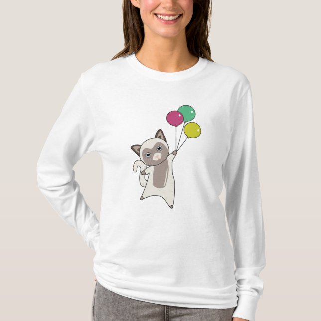 Cat Kitten Balloons Cute Animals Kids T Shirt (Framsida)