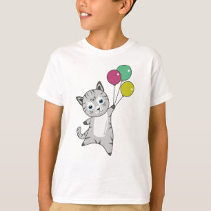 Cat Kitten Balloons Sweet Animals Tricolor T Shirt