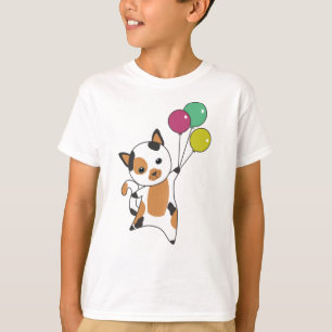 Cat Kitten Balloons Sweet Animals Tricolor T Shirt
