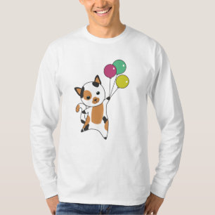 Cat Kitten Balloons Sweet Animals Tricolor T Shirt