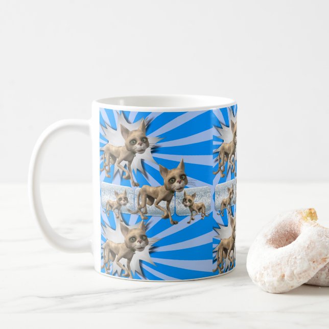 Cat Kitten Blue Mugg (Med munk)