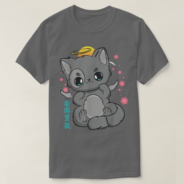 Cat Kitten Chibi Anime Neko Pastel Goth Angelcore  T Shirt (Design framsida)