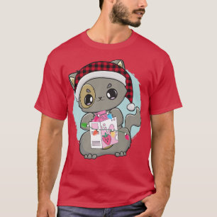 Cat Kitten Chibi Anime Neko Strawberry Mjölk Kawai T Shirt