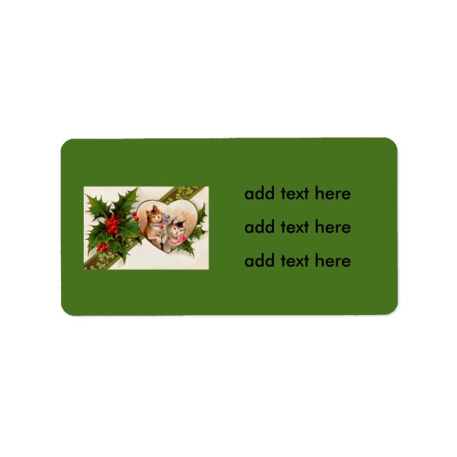 Cat Kitten Heart Shamrock Holly Adressetikett (Framsidan)