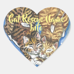 Cat Kitten Heart Sticker Rädding Humane Personaliz Hjärtformat Klistermärke