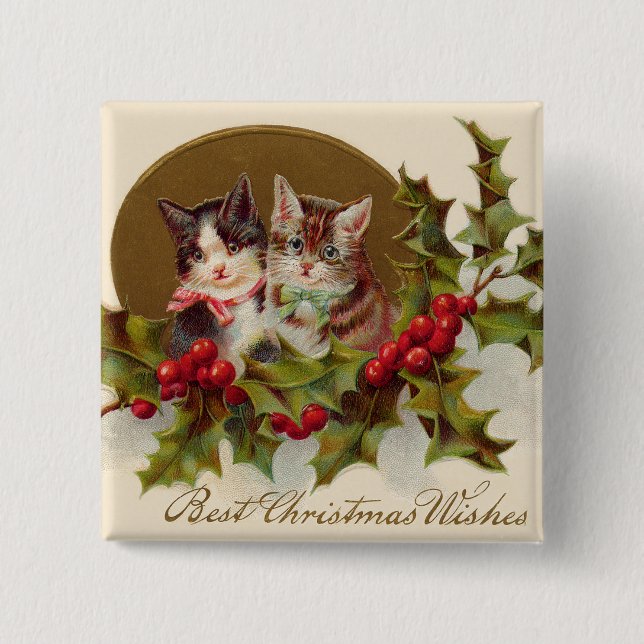 Cat Kitten Holly Winterberry Knapp (Framsida)